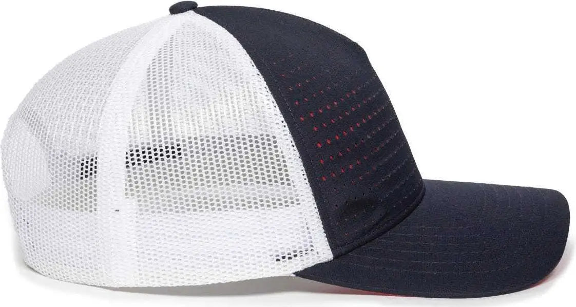 OC Sports OC502M Laser Perforated Font Panel Cap - Navy White Red - Navy Red / 6 7/8’’ - 7 1/2’’