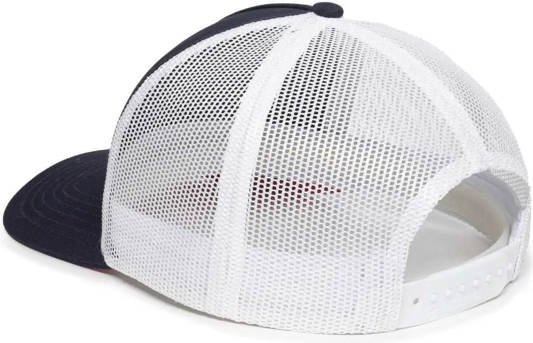 OC Sports OC502M Laser Perforated Font Panel Cap - Navy White Red - Navy Red / 6 7/8’’ - 7 1/2’’
