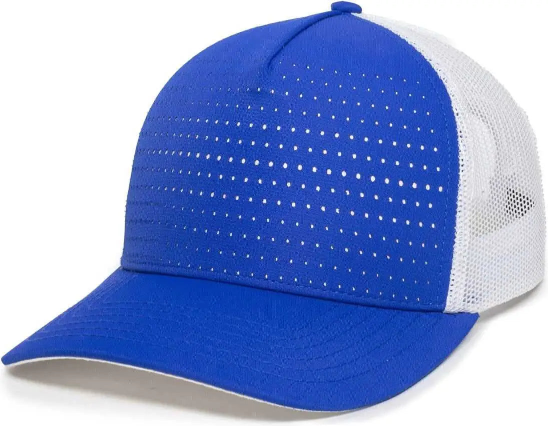 OC Sports OC502M Laser Perforated Font Panel Cap - Royal White White - Royal White White / OSFM