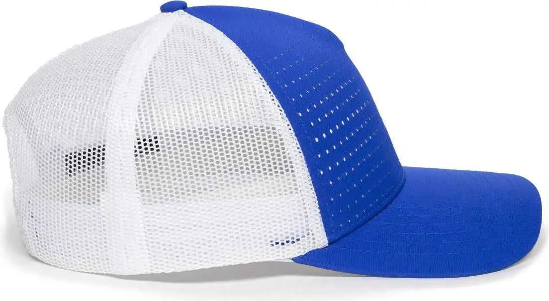OC Sports OC502M Laser Perforated Font Panel Cap - Royal White White - Royal White White / OSFM