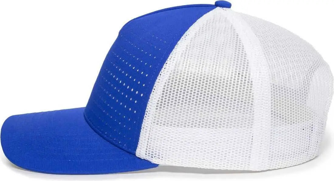 OC Sports OC502M Laser Perforated Font Panel Cap - Royal White White - Royal White White / OSFM
