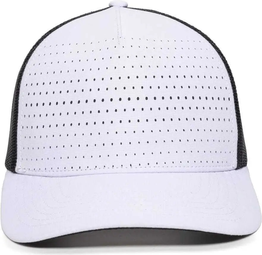 OC Sports OC502M Laser Perforated Font Panel Cap - White Black Black - White Black / 6 7/8’’ - 7 1/2’’