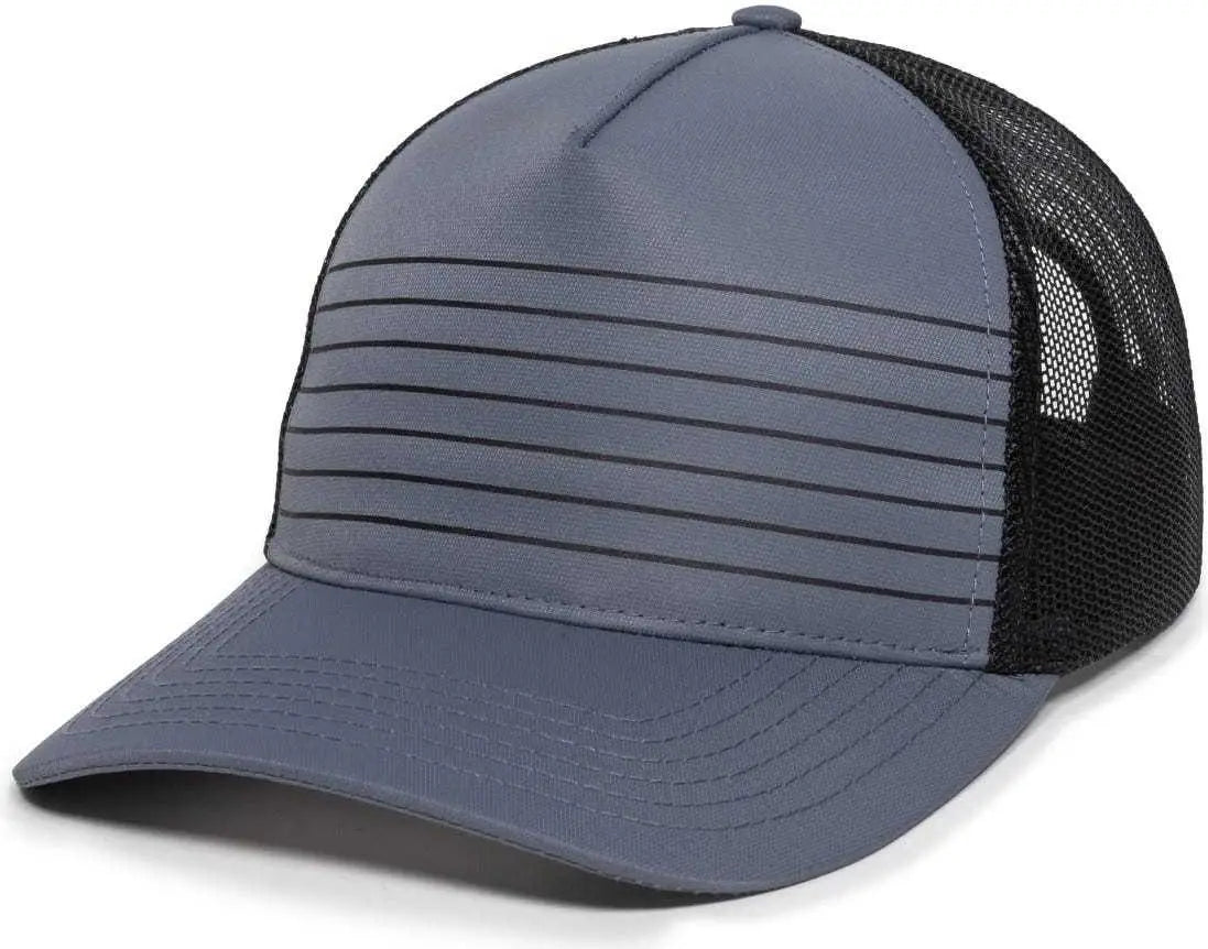 OC Sports OC503M Stripped Front Panel Cap - Charcoal Black - Dark Gray Black / 6 7/8’’ - 7 1/2’’