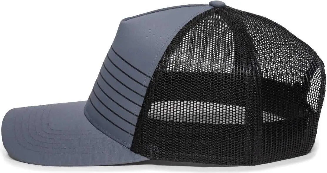 OC Sports OC503M Stripped Front Panel Cap - Charcoal Black - Dark Gray Black / 6 7/8’’ - 7 1/2’’