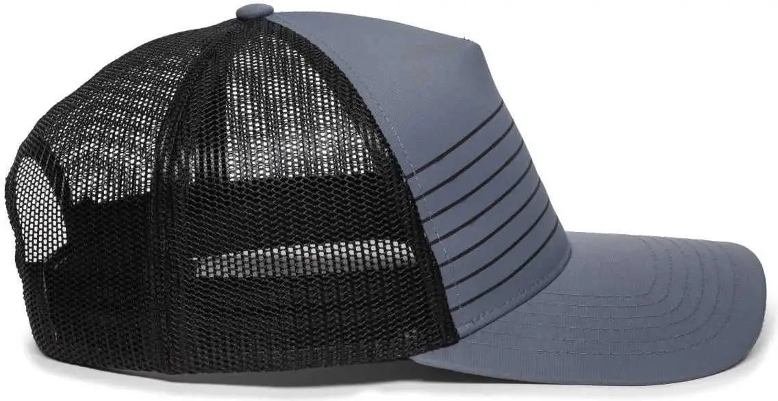 OC Sports OC503M Stripped Front Panel Cap - Charcoal Black - Dark Gray Black / 6 7/8’’ - 7 1/2’’