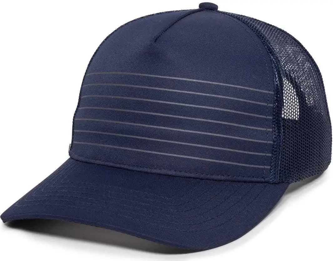 OC Sports OC503M Stripped Front Panel Cap - Navy Charcoal - Navy Dark Gray / 6 7/8’’ - 7 1/2’’