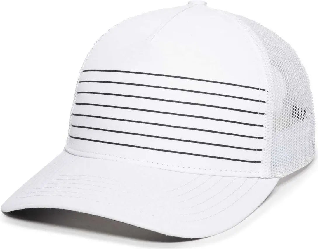 OC Sports OC503M Stripped Front Panel Cap - White Black - White Black / 6 7/8’’ - 7 1/2’’