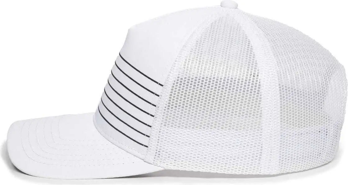 OC Sports OC503M Stripped Front Panel Cap - White Black - White Black / 6 7/8’’ - 7 1/2’’