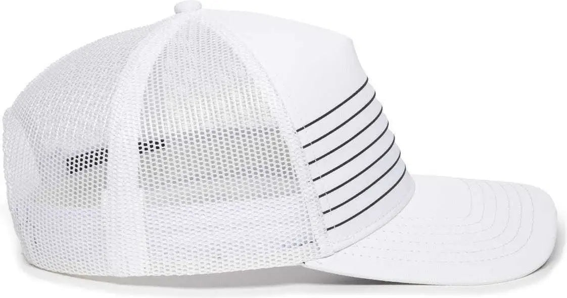 OC Sports OC503M Stripped Front Panel Cap - White Black - White Black / 6 7/8’’ - 7 1/2’’