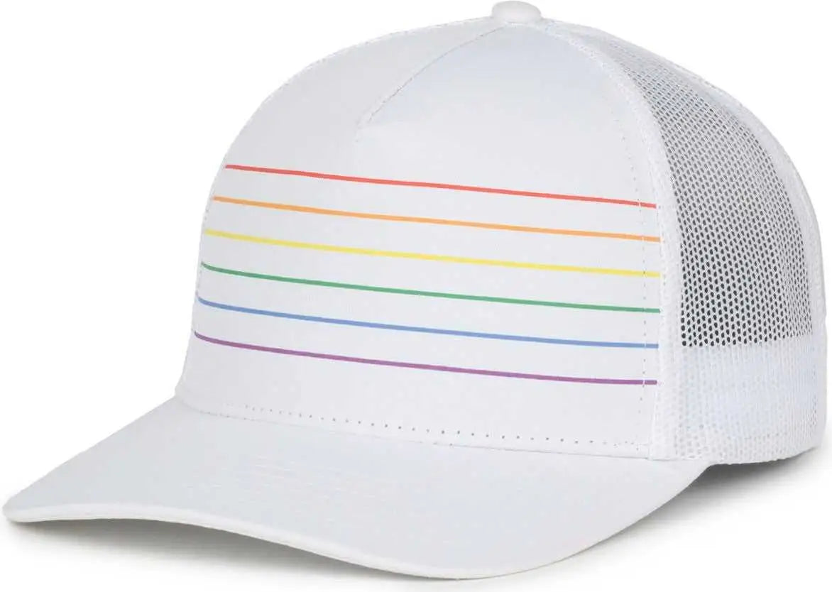OC Sports OC503M Stripped Front Panel Cap - White Prism - Prism / OSFM