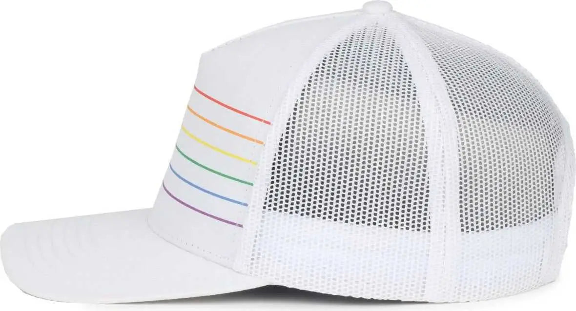 OC Sports OC503M Stripped Front Panel Cap - White Prism - Prism / OSFM