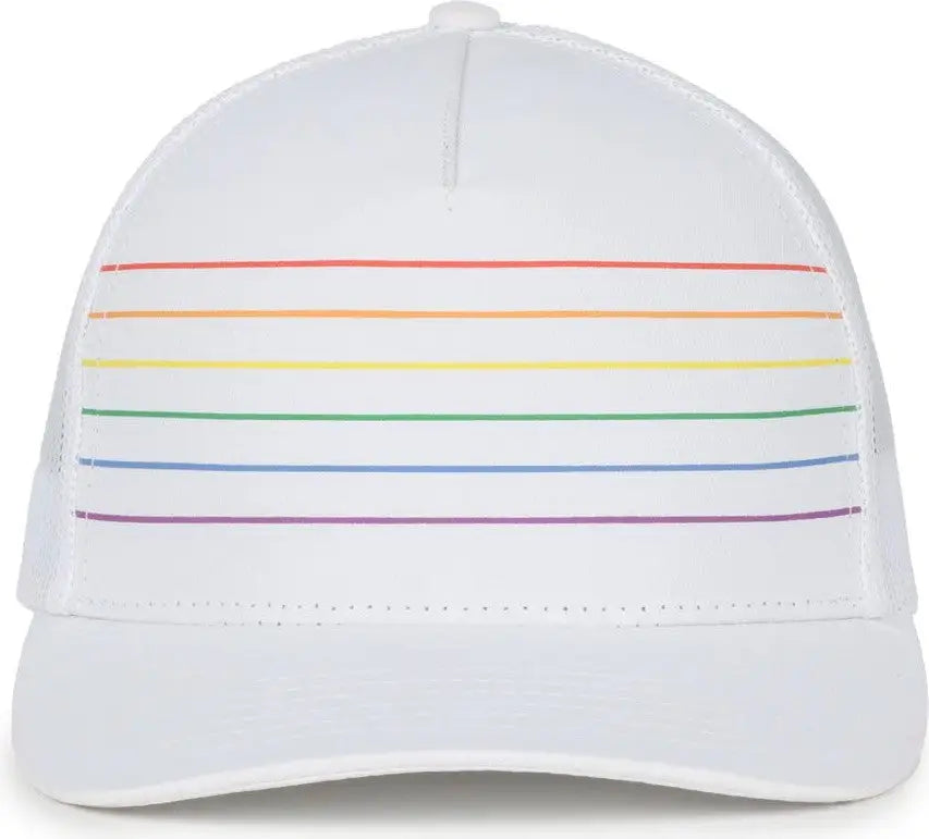 OC Sports OC503M Stripped Front Panel Cap - White Prism - Prism / OSFM