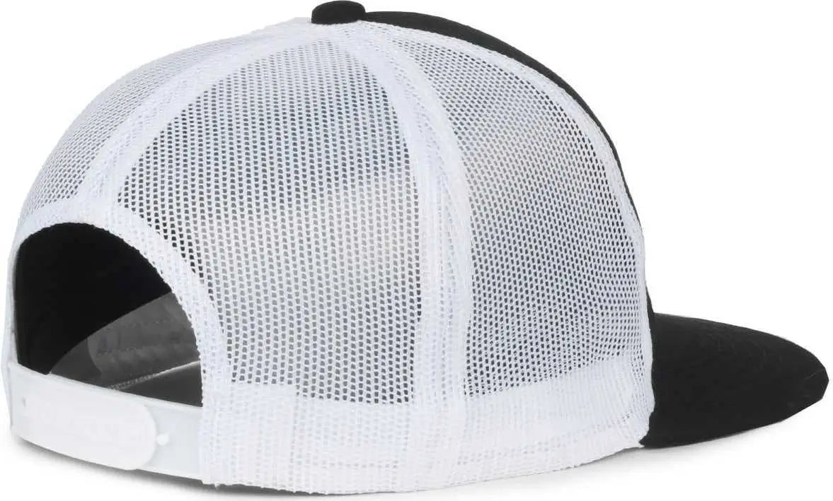 OC Sports OC510HP 5-Panel Mesh Back Cap - Black White - White / OSFM