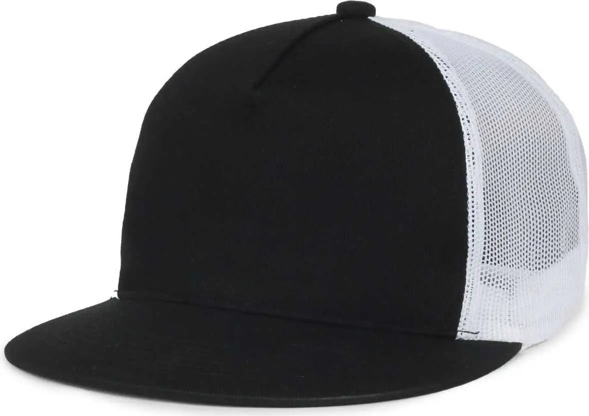 OC Sports OC510HP 5-Panel Mesh Back Cap - Black White - White / OSFM