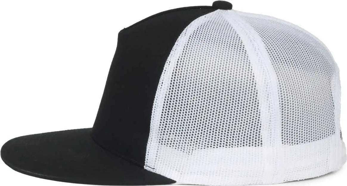 OC Sports OC510HP 5-Panel Mesh Back Cap - Black White - White / OSFM
