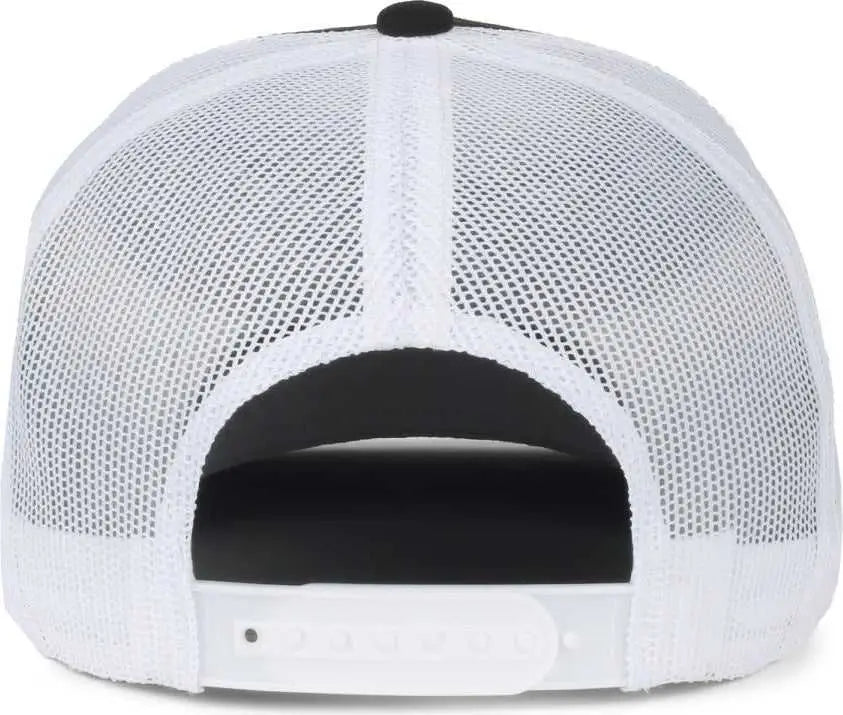OC Sports OC510HP 5-Panel Mesh Back Cap - Black White - White / OSFM