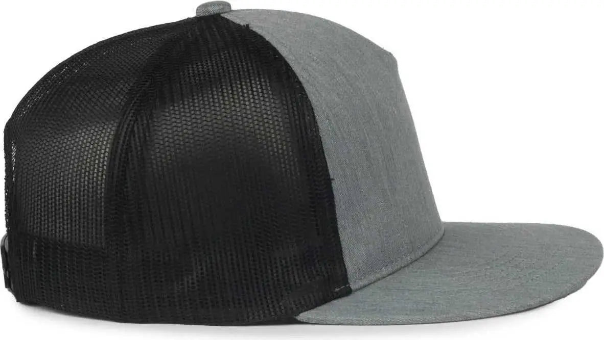 OC Sports OC510HP 5-Panel Mesh Back Cap - Heathered Gray Black - Black / OSFM