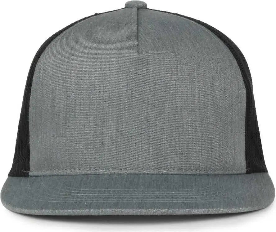 OC Sports OC510HP 5-Panel Mesh Back Cap - Heathered Gray Black - Black / OSFM