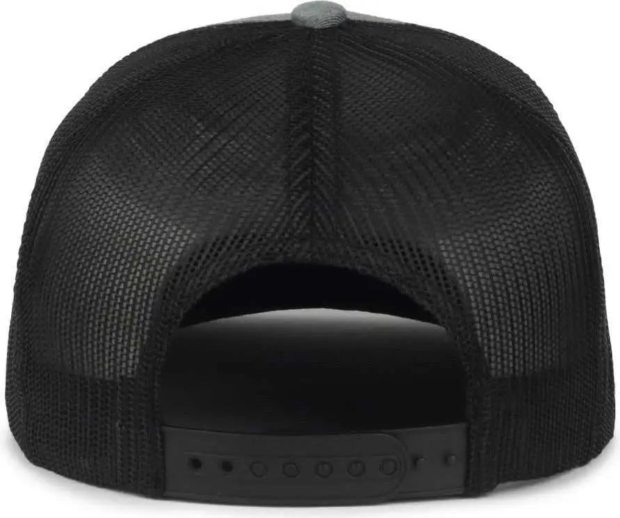 OC Sports OC510HP 5-Panel Mesh Back Cap - Heathered Gray Black - Black / OSFM