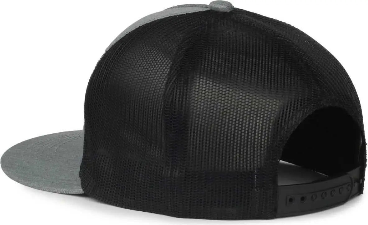 OC Sports OC510HP 5-Panel Mesh Back Cap - Heathered Gray Black - Black / OSFM
