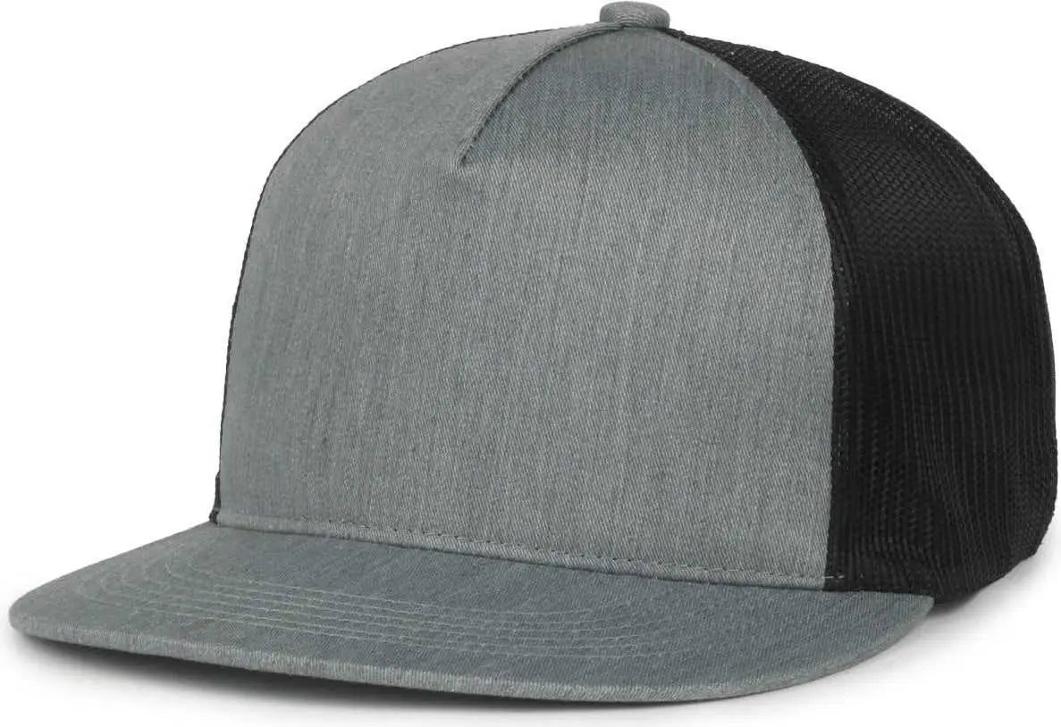 OC Sports OC510HP 5-Panel Mesh Back Cap - Heathered Gray Black - Black / OSFM