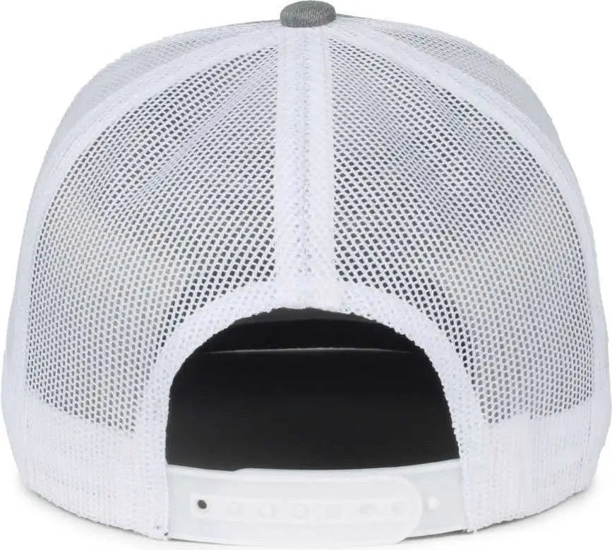 OC Sports OC510HP 5-Panel Mesh Back Cap - Heathered Gray White - White / OSFM