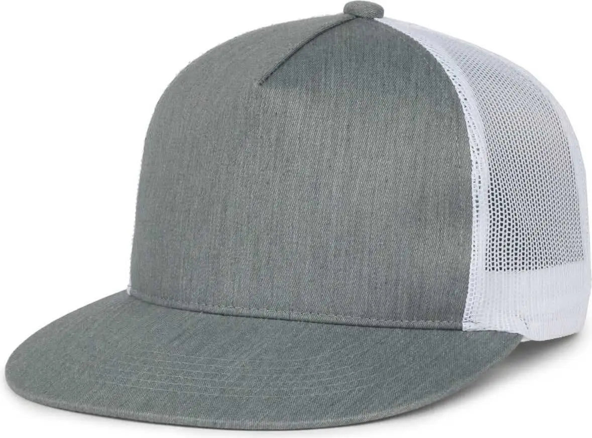 OC Sports OC510HP 5-Panel Mesh Back Cap - Heathered Gray White - White / OSFM