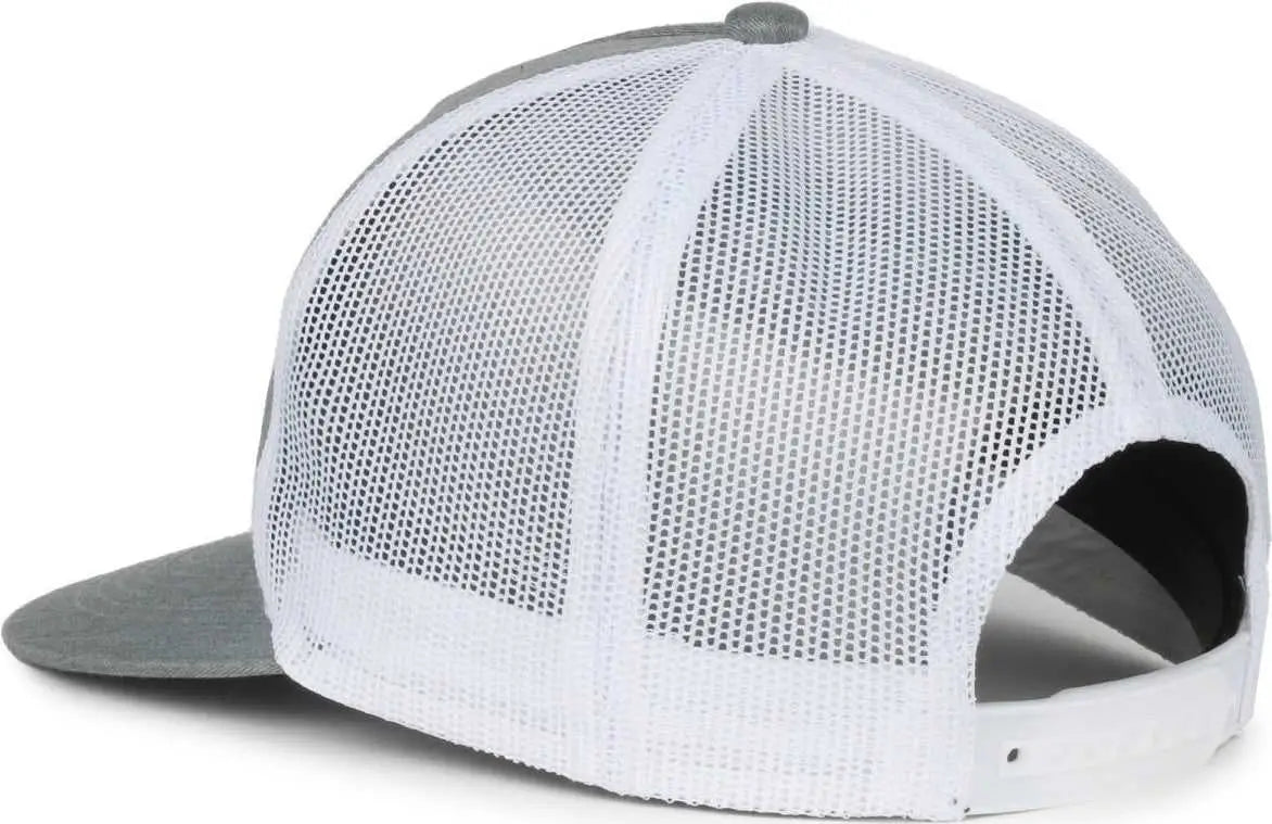 OC Sports OC510HP 5-Panel Mesh Back Cap - Heathered Gray White - White / OSFM