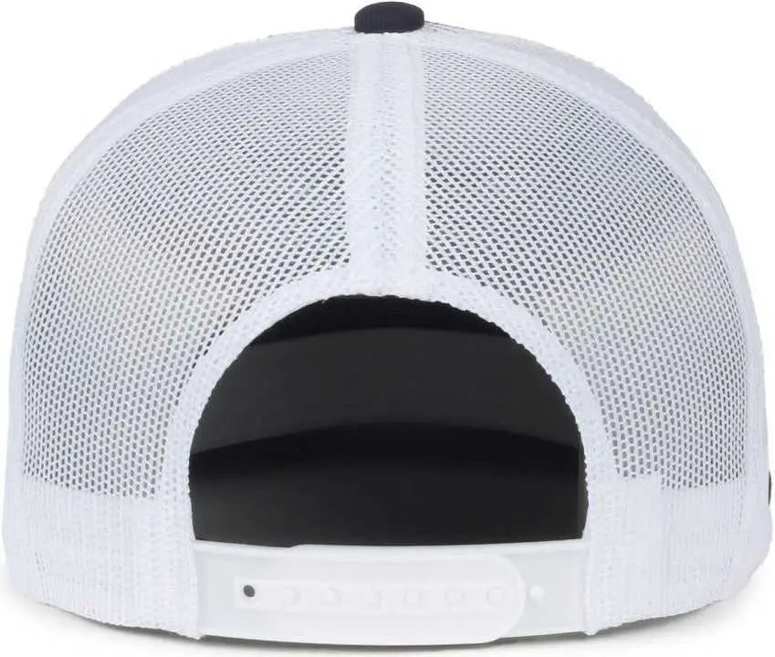 OC Sports OC510HP 5-Panel Mesh Back Cap - Navy White - White / OSFM