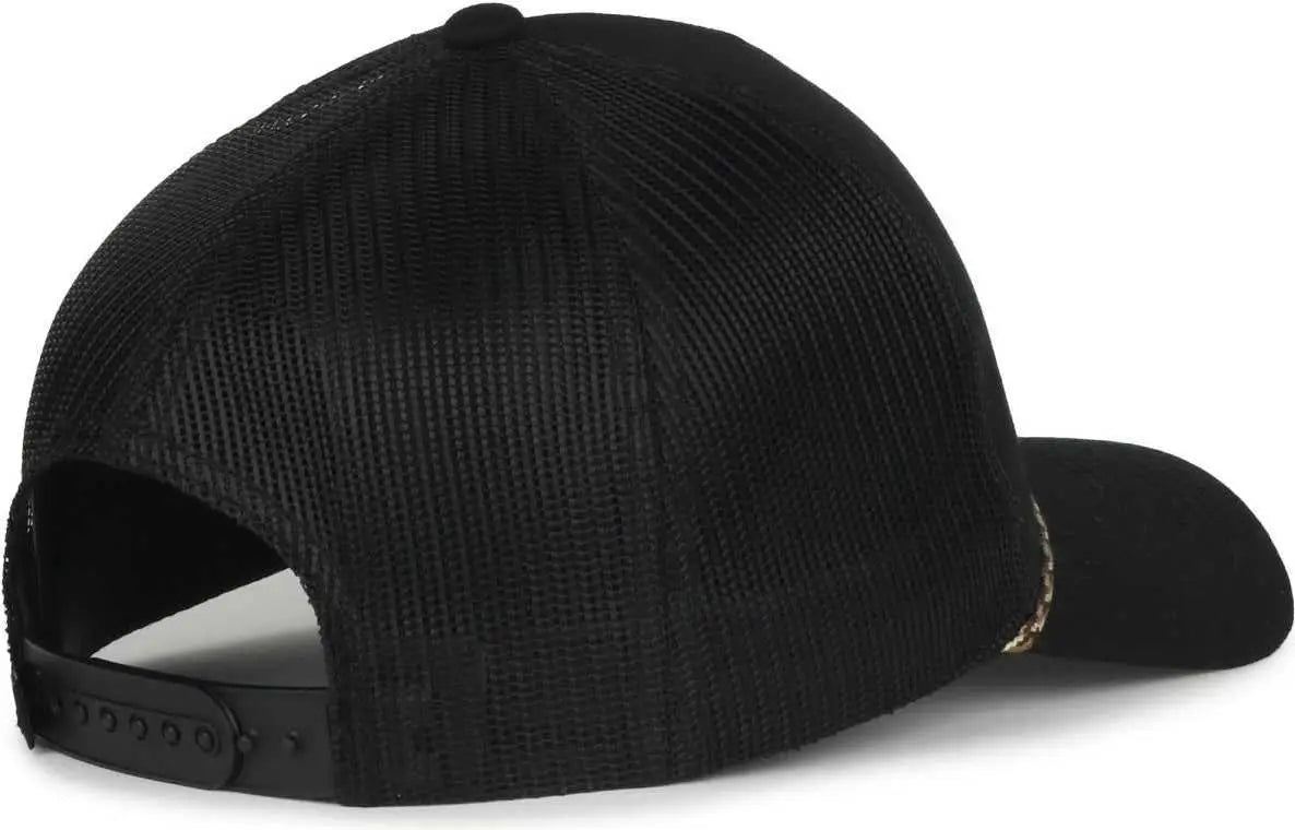 OC Sports OC555M 5-Panel Mesh Back with Cord Cap - Black Black - Black / OSFM