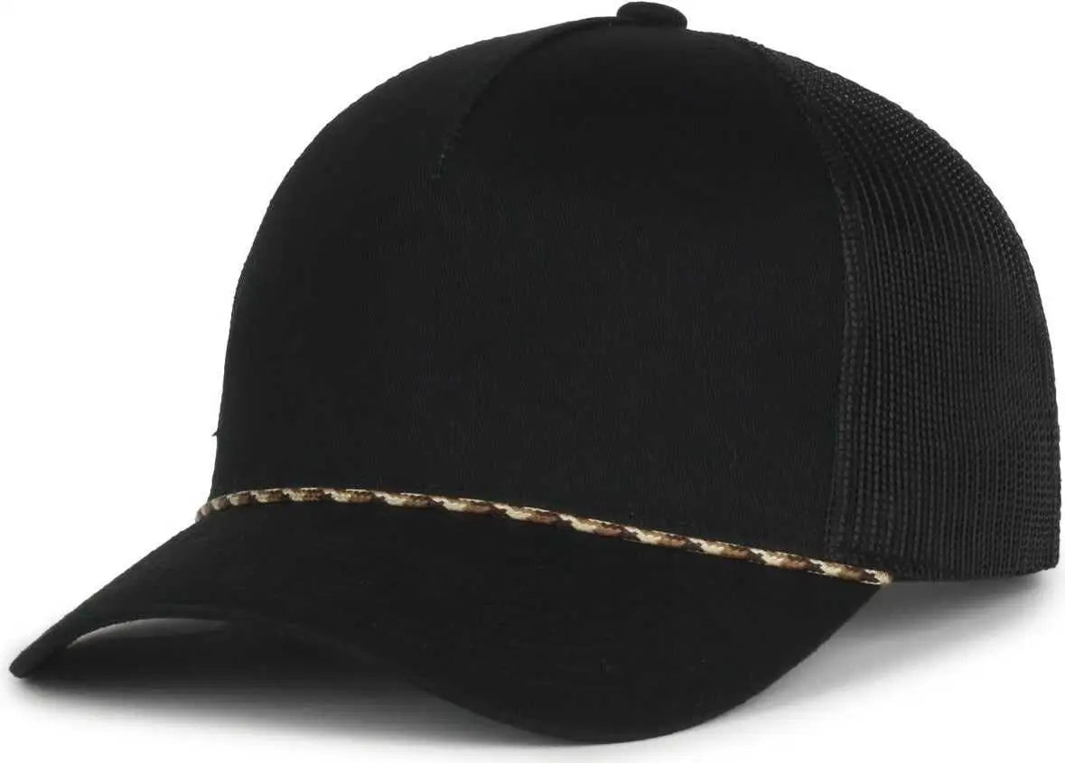 OC Sports OC555M 5-Panel Mesh Back with Cord Cap - Black Black - Black / OSFM