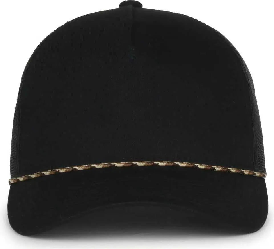 OC Sports OC555M 5-Panel Mesh Back with Cord Cap - Black Black - Black / OSFM