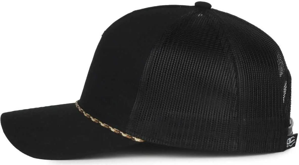 OC Sports OC555M 5-Panel Mesh Back with Cord Cap - Black Black - Black / OSFM