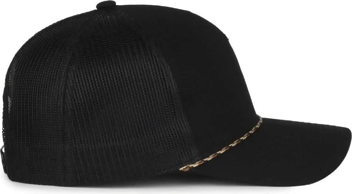 OC Sports OC555M 5-Panel Mesh Back with Cord Cap - Black Black - Black / OSFM