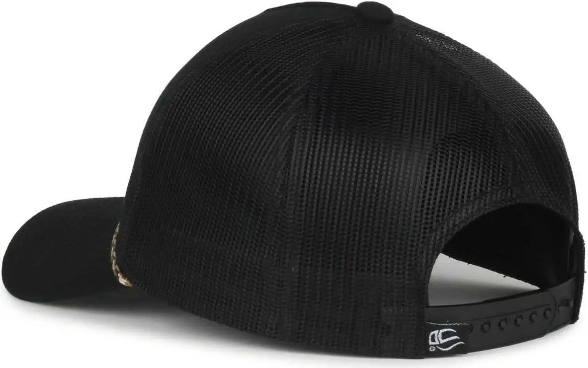 OC Sports OC555M 5-Panel Mesh Back with Cord Cap - Black Black - Black / OSFM