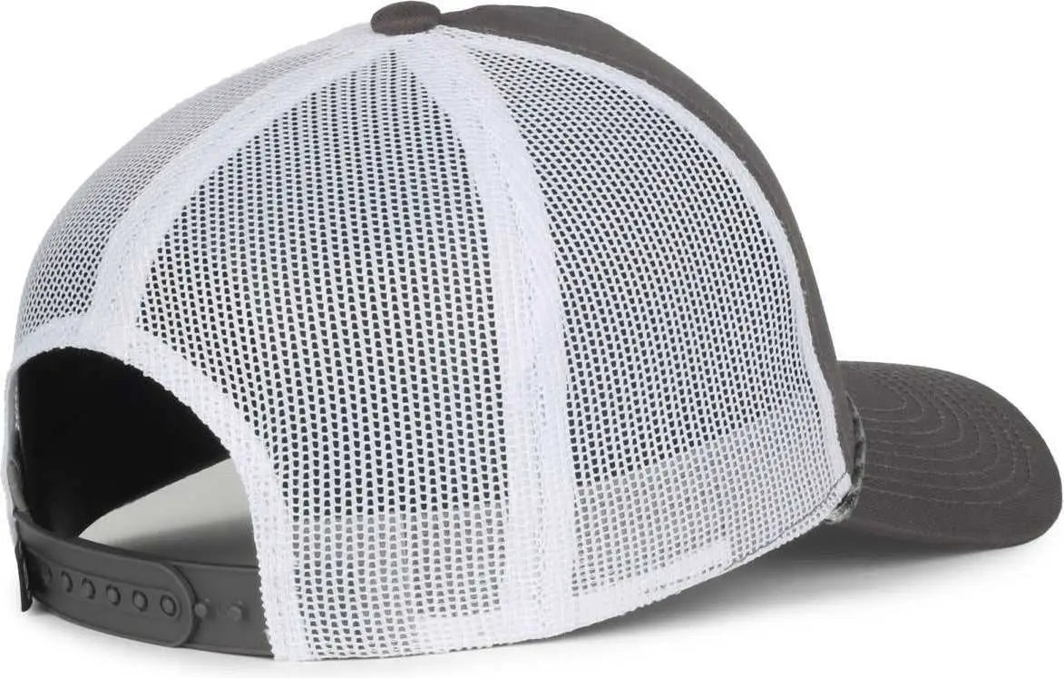 OC Sports OC555M 5-Panel Mesh Back with Cord Cap - Charcoal White - White / OSFM