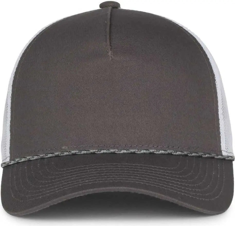 OC Sports OC555M 5-Panel Mesh Back with Cord Cap - Charcoal White - White / OSFM