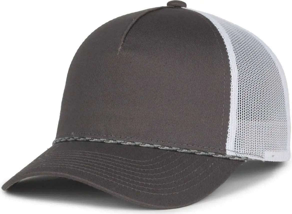 OC Sports OC555M 5-Panel Mesh Back with Cord Cap - Charcoal White - White / OSFM