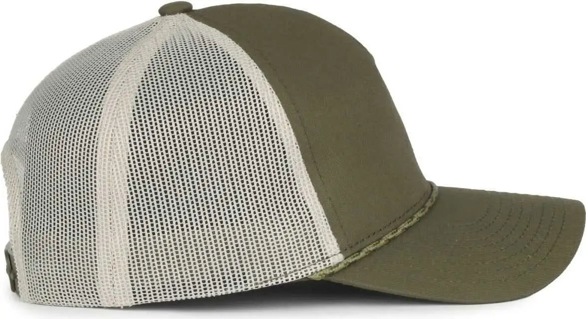 OC Sports OC555M 5-Panel Mesh Back with Cord Cap - Olive Putty - Putty / OSFM