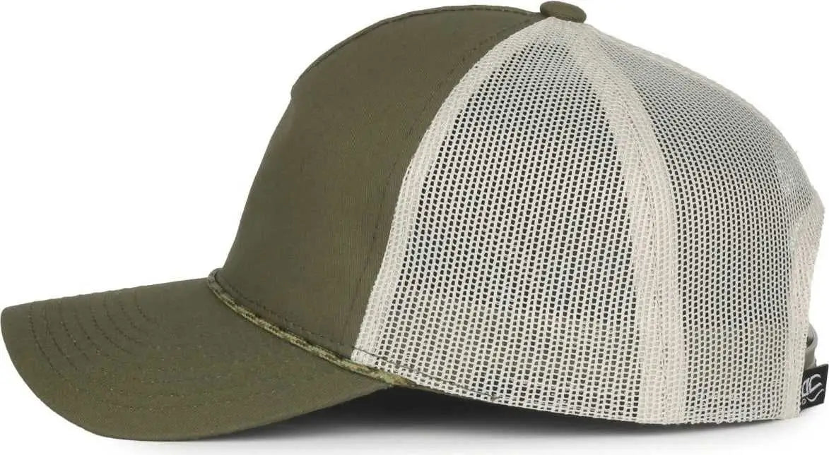 OC Sports OC555M 5-Panel Mesh Back with Cord Cap - Olive Putty - Putty / OSFM