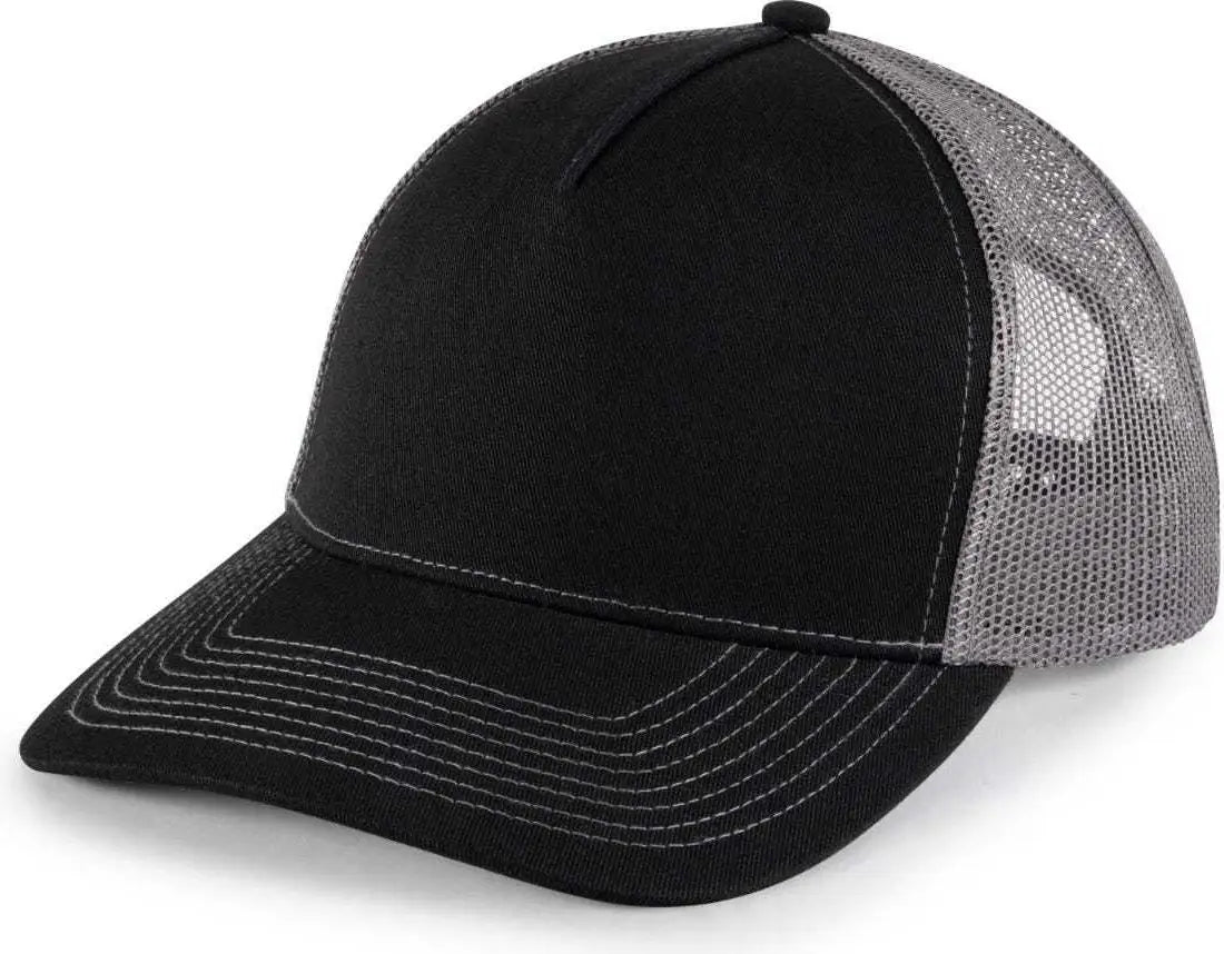 OC Sports OC571 Slight Pre-Curved Visor with Mesh Back Cap - Black Charcoal - Black Dark Gray / 6 7/8’’ - 7 1/2’’