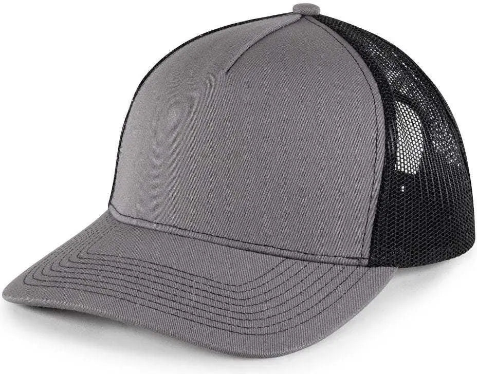 OC Sports OC571 Slight Pre-Curved Visor with Mesh Back Cap - Charcoal Black - Dark Gray Black / 6 7/8’’ - 7 1/2’’
