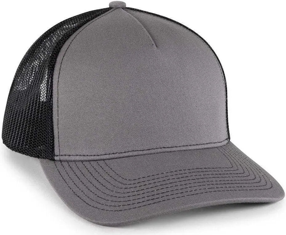 OC Sports OC571 Slight Pre-Curved Visor with Mesh Back Cap - Charcoal Black - Dark Gray Black / 6 7/8’’ - 7 1/2’’