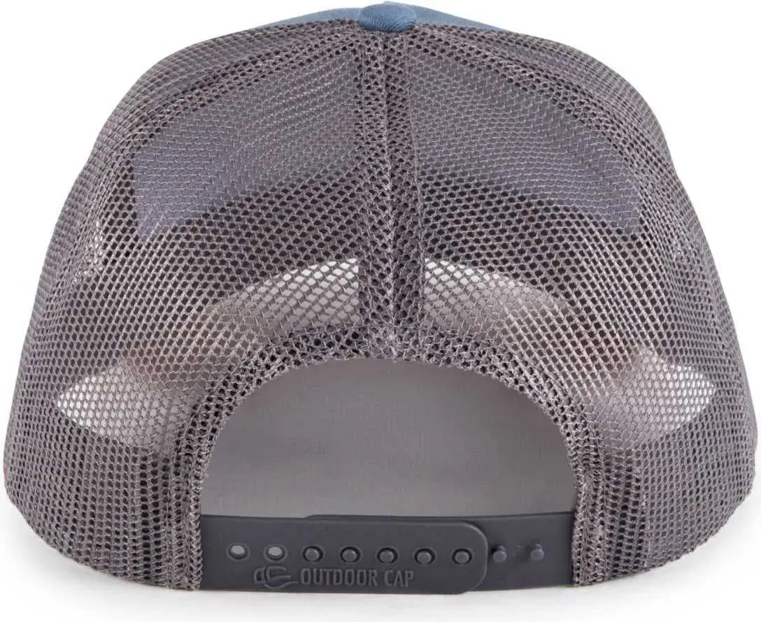 OC Sports OC571 Slight Pre-Curved Visor with Mesh Back Cap - Indigo Charcoal Burnt Orange - Orange / OSFM