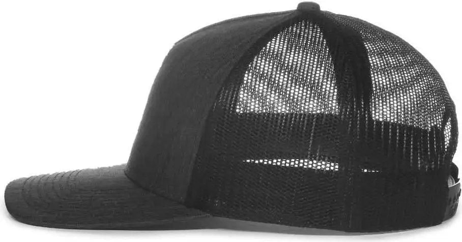 OC Sports OC571 Slight Pre-Curved Visor with Mesh Back Cap - LN Heathered Charcoal Black - Dark Gray Black / 6 7/8’’