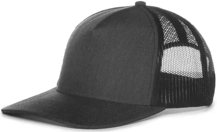 OC Sports OC571 Slight Pre-Curved Visor with Mesh Back Cap - LN Heathered Charcoal Black - Dark Gray Black / 6 7/8’’