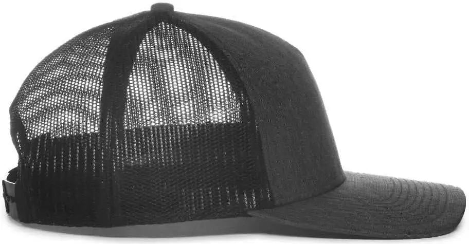 OC Sports OC571 Slight Pre-Curved Visor with Mesh Back Cap - LN Heathered Charcoal Black - Dark Gray Black / 6 7/8’’