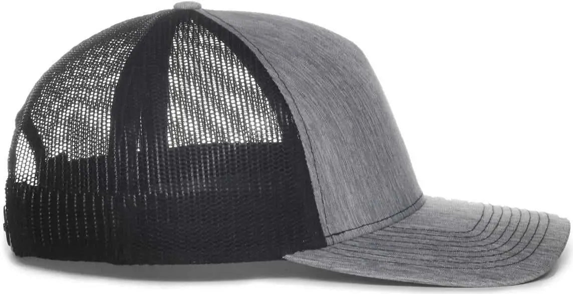 OC Sports OC571 Slight Pre-Curved Visor with Mesh Back Cap - LN Heathered Gray Black - Gray Black / 6 7/8’’ - 7 1/2’’