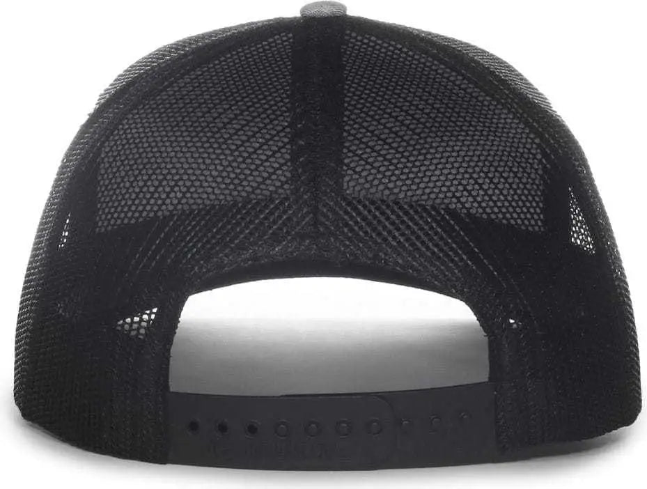 OC Sports OC571 Slight Pre-Curved Visor with Mesh Back Cap - LN Heathered Gray Black - Gray Black / 6 7/8’’ - 7 1/2’’