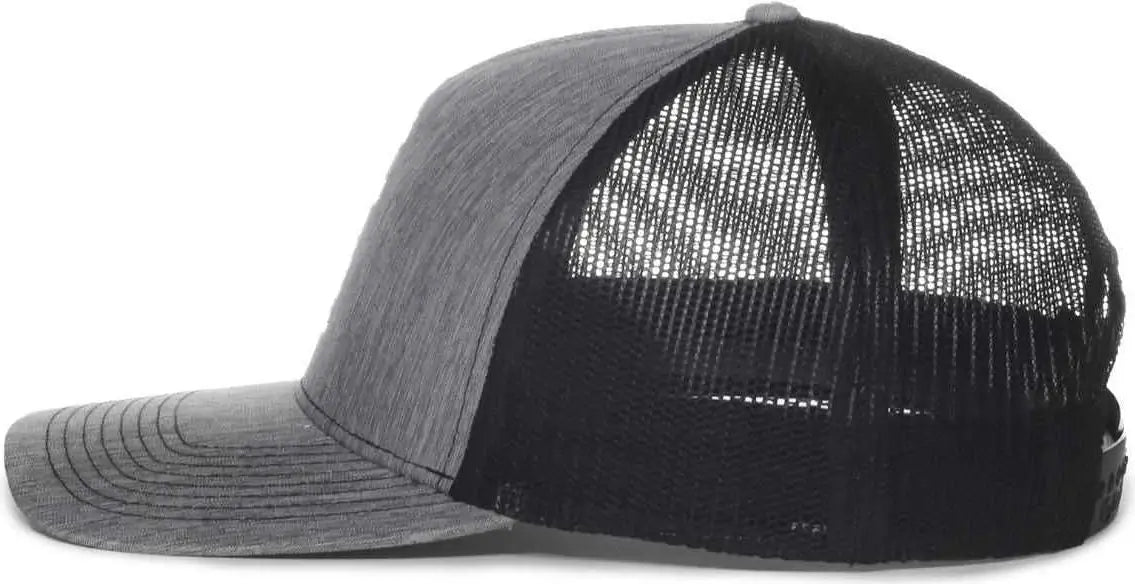 OC Sports OC571 Slight Pre-Curved Visor with Mesh Back Cap - LN Heathered Gray Black - Gray Black / 6 7/8’’ - 7 1/2’’